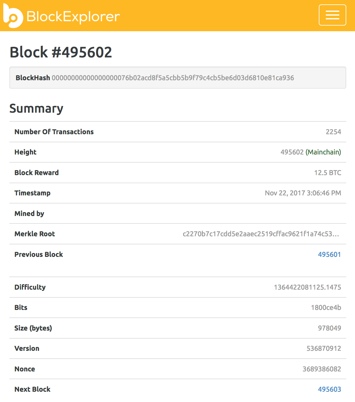 Bitcoin block number 495603